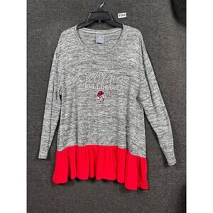 Georgia Bulldogs Shirt Womens Large Gray Red Peplum Long Sleeve NCAA Football